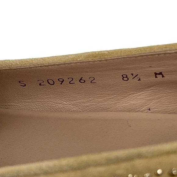 Stuart Weitzman Slipbeads Studded Gold ASO Hart of Dixie Heel Loafers 8.5 FLAW - Picture 9 of 12